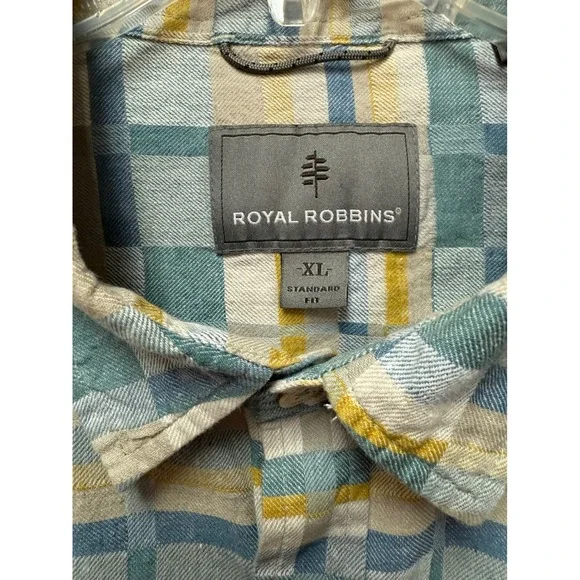 Royal Robbins Shirt Men's XL Plaid Linen/Organic Cotton Outdoor Travel Coastal - Picture 5 of 7